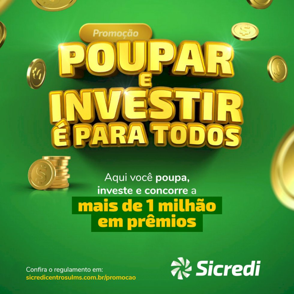 Sicredi Centro-Sul MS lança promoção que sorteará mais de R$ 1 milhão em prêmios.
