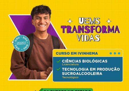 Com novo curso em Ivinhema, UEMS abre inscrições no Sisu 2023