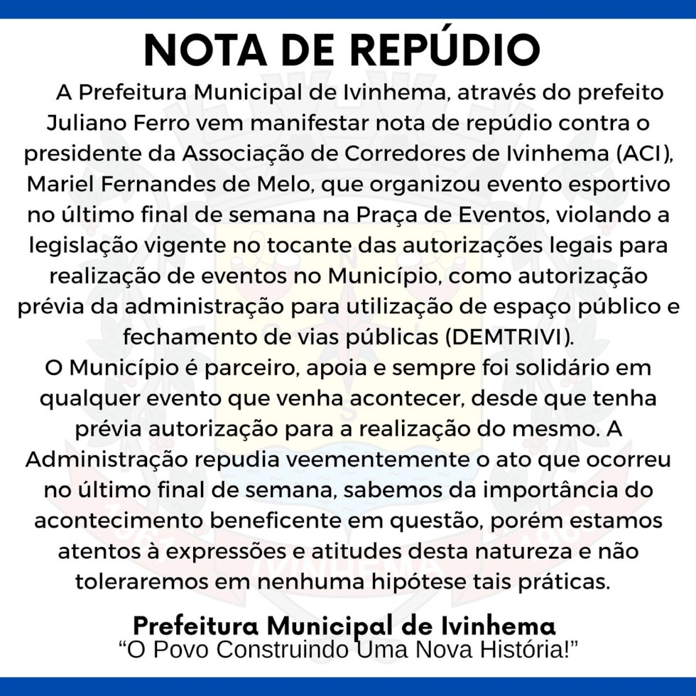 Prefeitura municipal - Nota de repúdio.