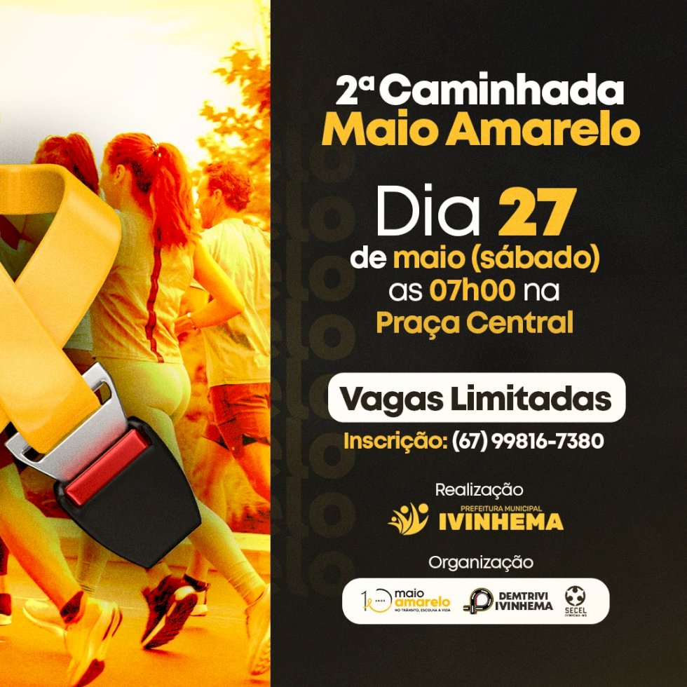 Ivinhema terá segunda caminhada Maio Amarelo.