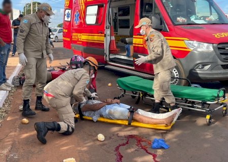 Ivinhema -Motociclista ficou gravemente ferido após acidente no Bairro Vitória