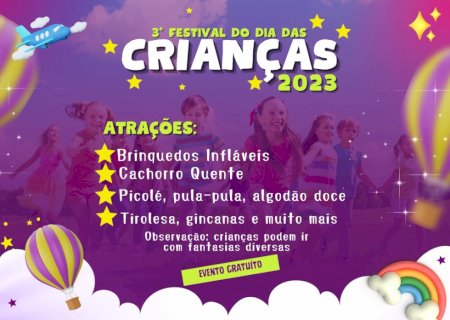 Ivinhema realizará 3º Festival do dia das Crianças.