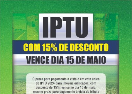 Prefeitura de Ivinhema divulga calendário para pagamento de IPTU