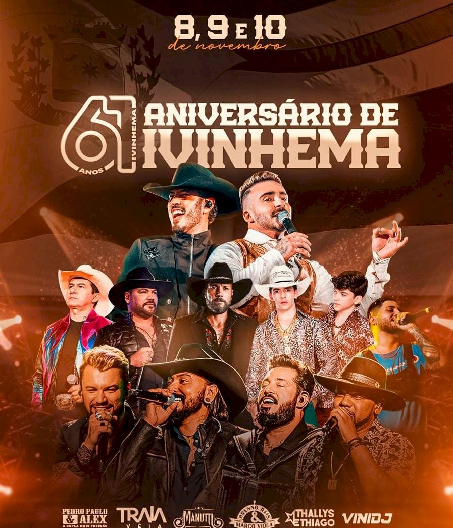 Ivinhema completará 61 anos com muita festa e bons shows