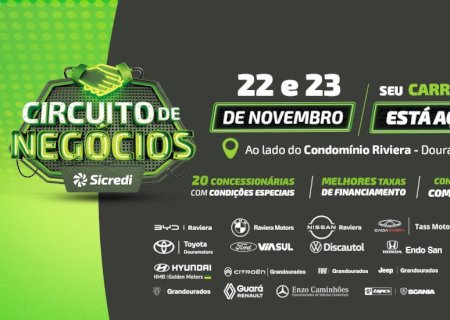 Sicredi Centro-Sul MS/BA promove Circuito de Negócios para aquisição de veículos nos dias 22 e 23 de novembro