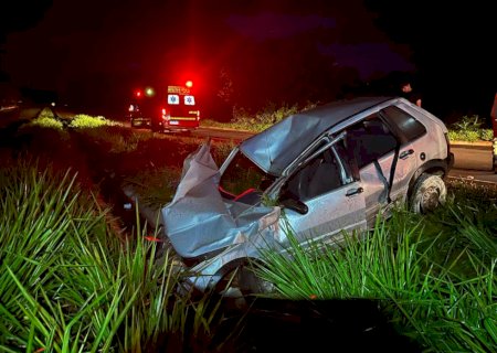 Motorista perde controle da direção saí da pista na MS-134