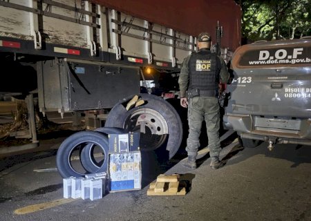DOF apreende drogas em pneu de carreta com destino a São Paulo