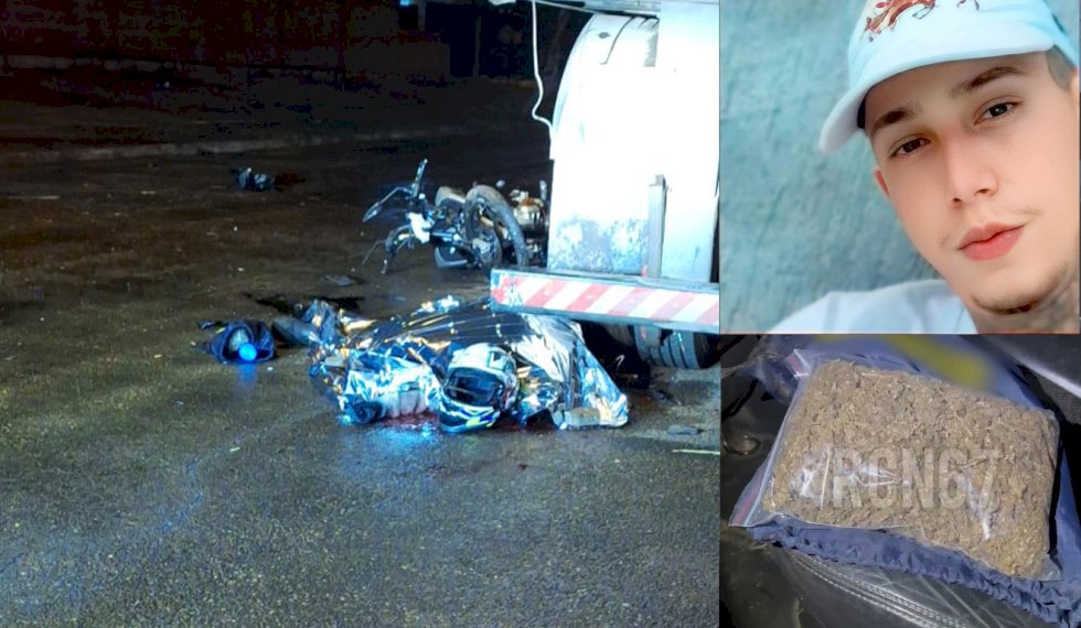 Motociclista morto em acidente, carregava maconha em mochila