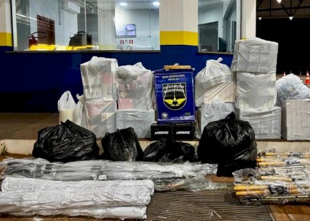 Angélica - PMR de Angélica apreendem carga de mercadorias contrabandeadas na MS-145