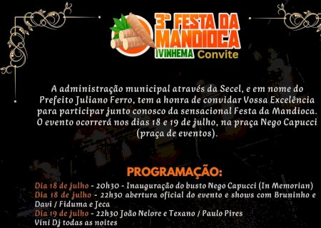 Ivinhema se prepara para festa da mandioca neste mês de julho