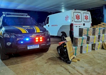 PRF apreende ambulância com 681 Kg de maconha