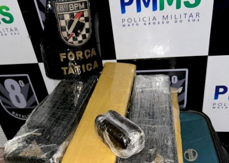 Ação integrada da Polícia Militar resulta na apreensão de mais de 14 kg de drogas em ônibus interestadual em Nova Andradina