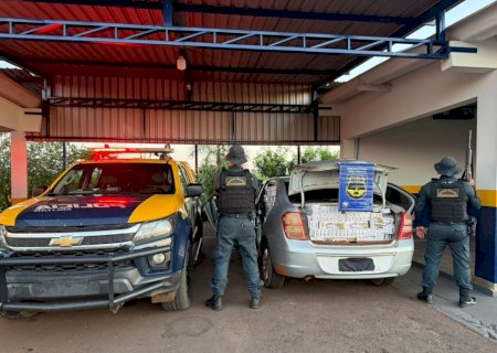 PMR apreende maís de mil e quinhentos pacotes de cigarros contrabandeados do Paraguai e prende autor do contrabando na MS-473