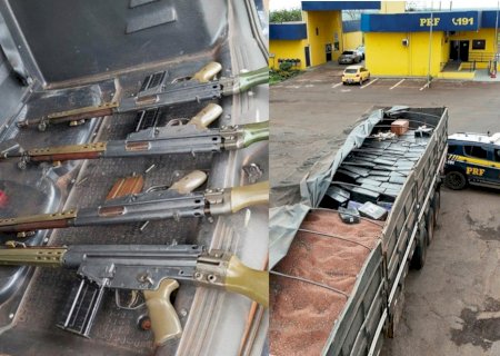 PRF apreende mais de 6 toneladas de maconha e quatro fuzis escondidos em carga de sementes na BR-163